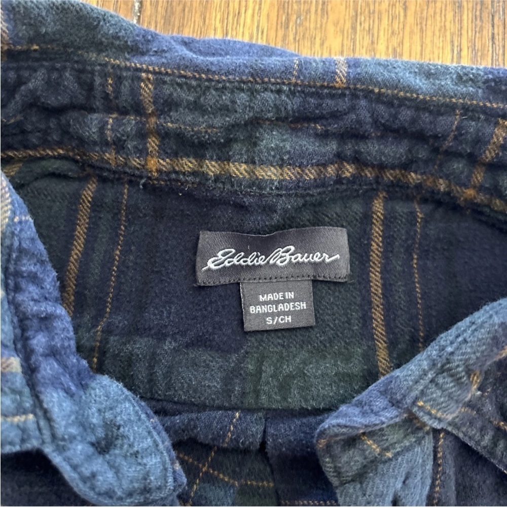 EDDIE BAUER Women Button Down Collar Blue Plaid Flannel Shirt Women's Size Small - Picture 8 of 15